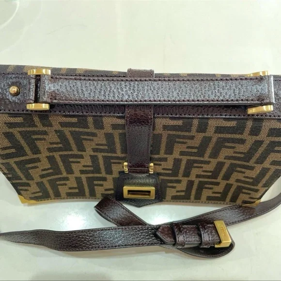 Fendi Bag Zucca Vitello Classic No. 1 Satchel Tobacco Moro Crossbody Top handle - Picture 15 of 17